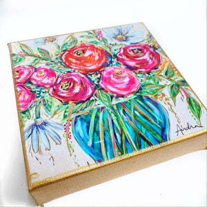 Clear Vase Floral on 6"x6" Gallery Wrapped Canvas