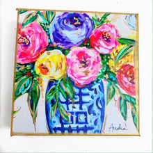 Load image into Gallery viewer, Floral Bouquet in Ginger Jar on 6&quot;x6&quot; Gallery Wrapped Canvas