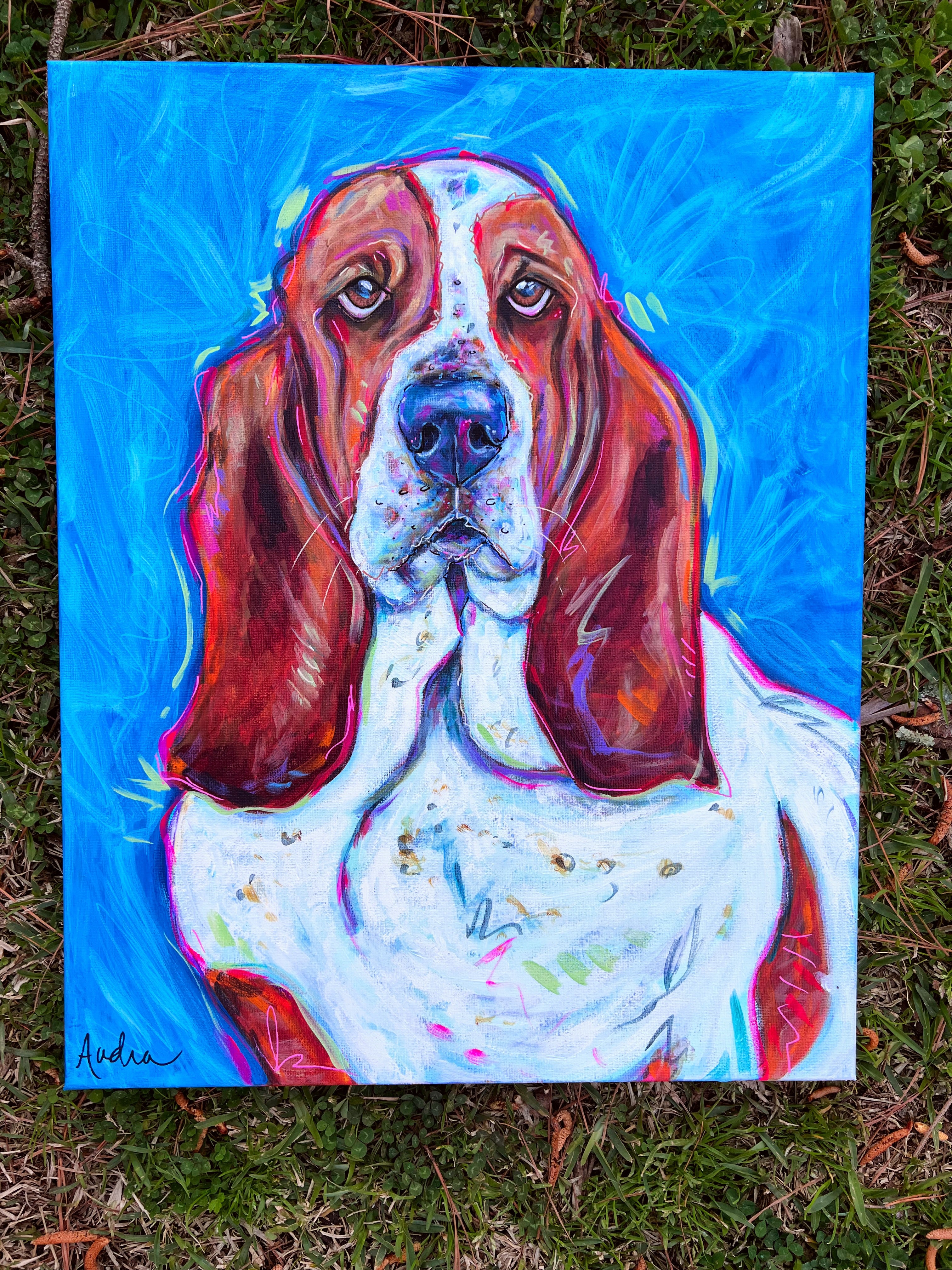 Bassett Hound Original Painting on 16x20 Canvas – Audra Style