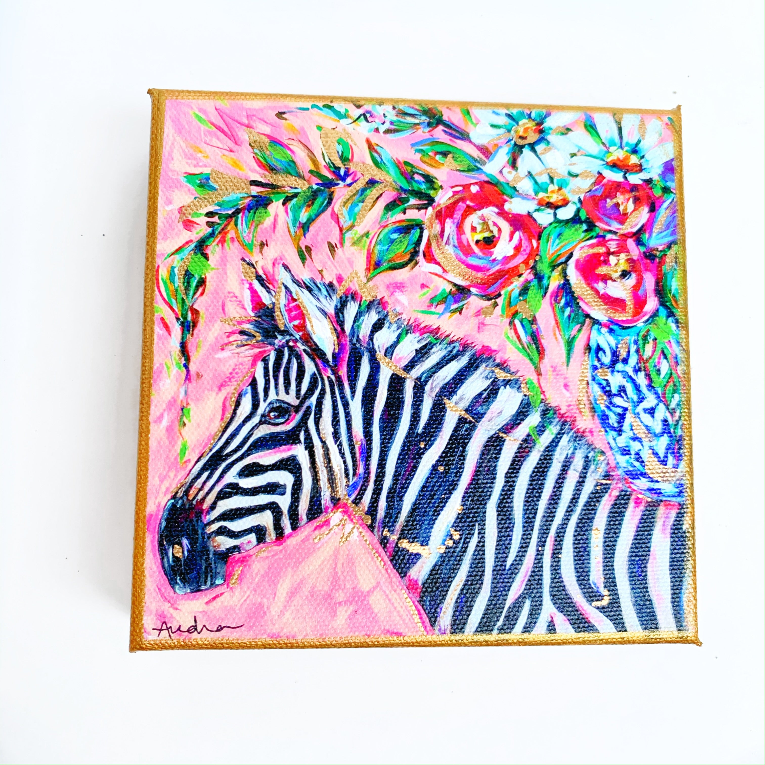 Zebra on 6"x6" Gallery Wrapped Canvas