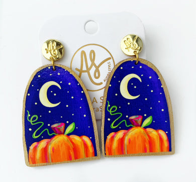 Moon and Pumpkin Earrings