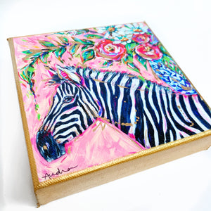 Zebra on 6"x6" Gallery Wrapped Canvas