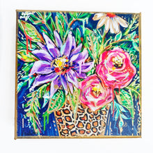 Load image into Gallery viewer, Floral Dark Background Leopard Vase on 6&quot;x6&quot; Gallery Wrapped Canvas