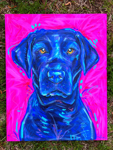 Black Labrador Retriever Original Painting on 16x20 Canvas