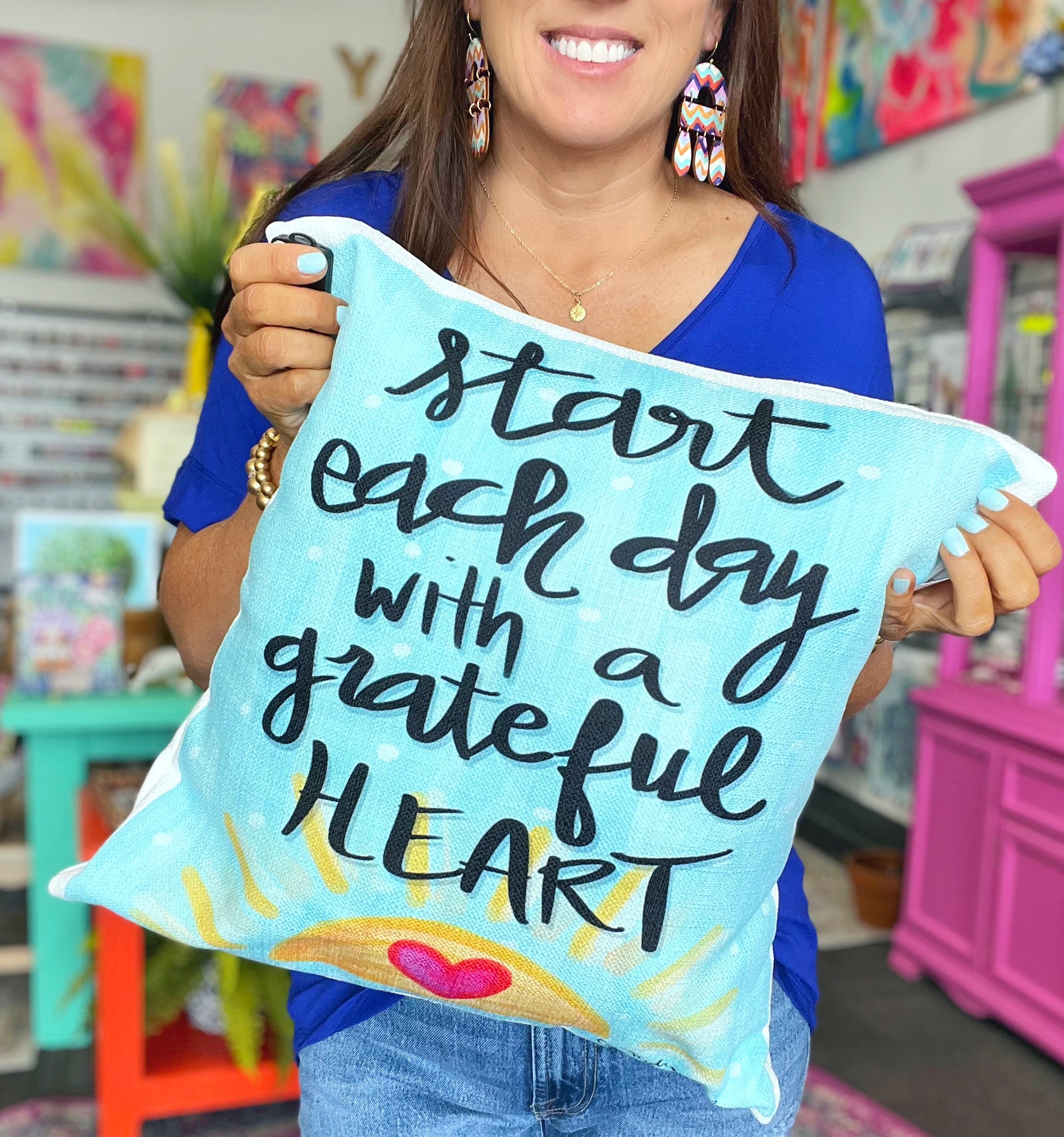 Start Each Day Pillow - 18x18