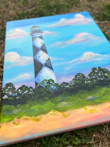 16x20 Original Cape Lookout Lighthouse Painting on Canvas