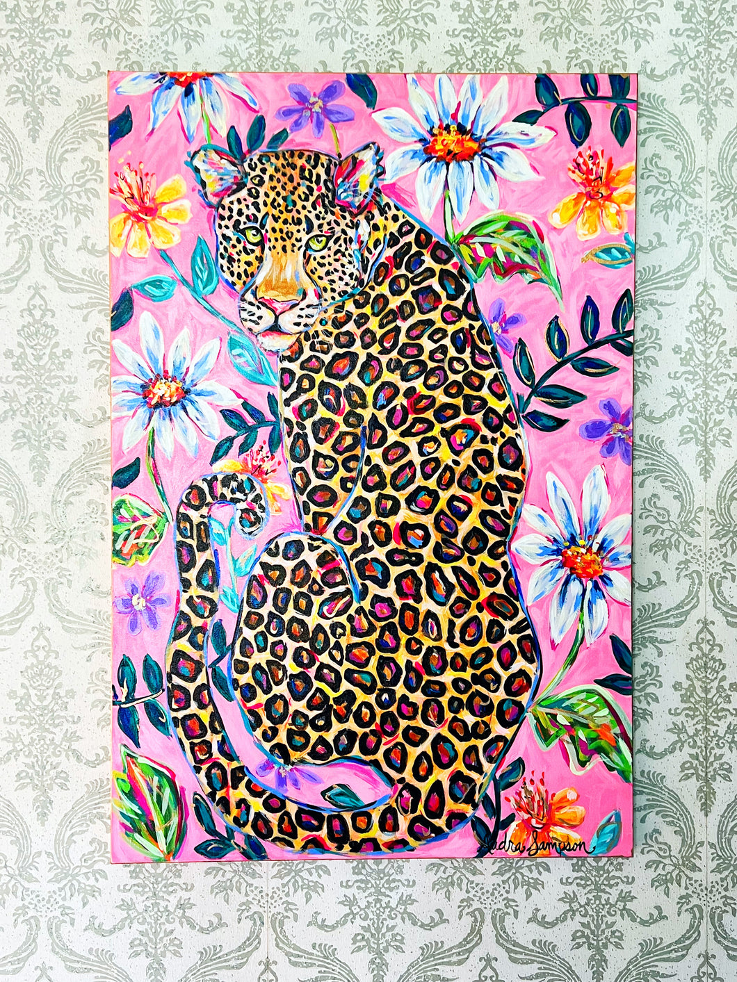 “Draw the Curtains” Leopard on Canvas 24x36”