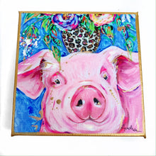 Load image into Gallery viewer, Pig on 6&quot;x6&quot; Gallery Wrapped Canvas