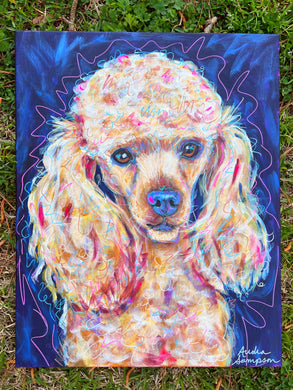 Poodle Original Painting on 16x20 Canvas