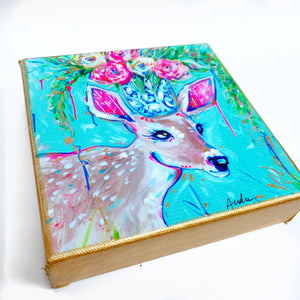 Deer on 6"x6" Gallery Wrapped Canvas