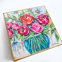 Load image into Gallery viewer, Clear Vase Floral on 6&quot;x6&quot; Gallery Wrapped Canvas