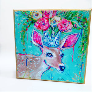 Deer on 6"x6" Gallery Wrapped Canvas