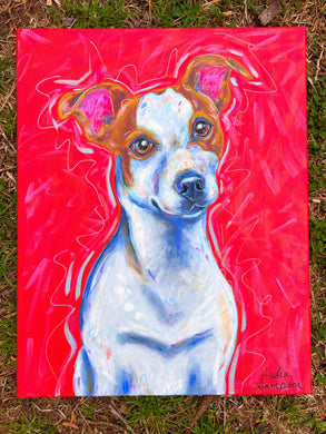 Jack Russell Terrier Original Painting on 16x20 Canvas
