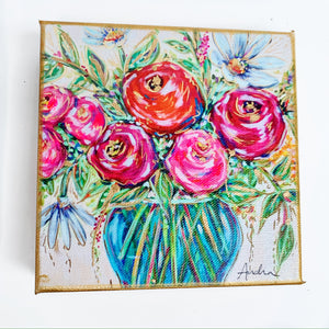 Clear Vase Floral on 6"x6" Gallery Wrapped Canvas